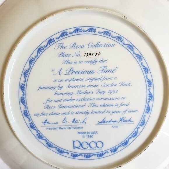 A Precious Time by Sandra Kuck collector plate # 2293 AP - Picture 3 of 3